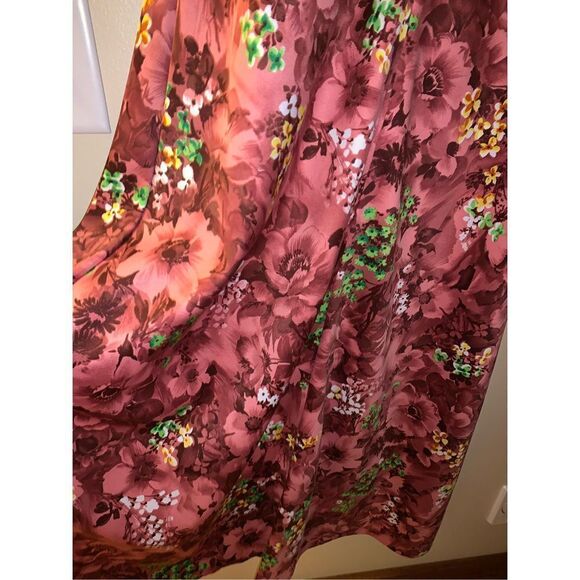 Vintage 60s 70s large collar pink floral maxi dress medium - Picture 11 of 13